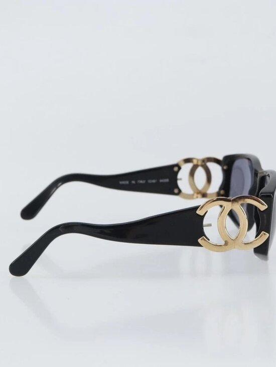 CHANEL Sunglasses plastic Black CC Auth main image 5
